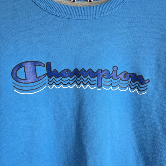 Champion Blue Men's Crewneck Sweatshirt With Logo Size S - Picture 2 of 6